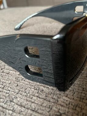 Burberry B Black Chunky Rectangular Sunglasses